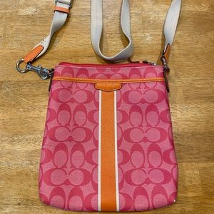 Coach small crossbody purse bag pink / orange